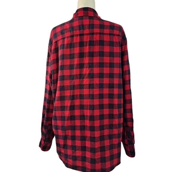 Lands' End Men's Large Buffalo Plaid Red Longs Sleeves Shirt Shacket Reversable - Picture 6 of 8